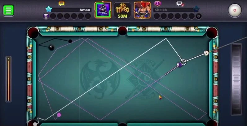 Aim master for the latest 8-ball pool version.